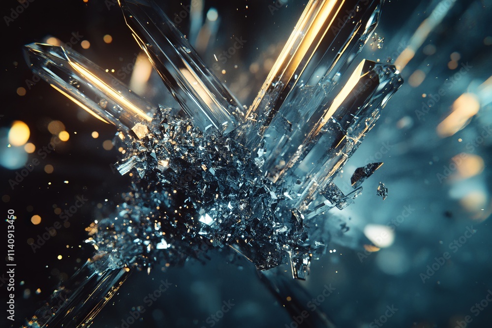 Fototapete an artistic representation of a dynamic crystal formation capturing the interplay of light and color