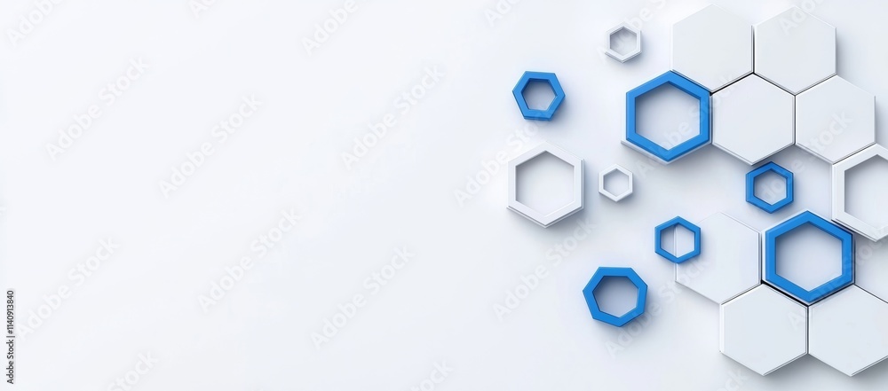 Poster an abstract white hexagon honeycomb shape, moving erratically, featuring an embossed hexagon, set ag