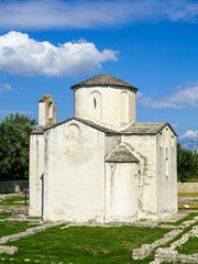 Fototapeta premium Church of the Holy cross, originating from the 9th century in Nin, Croatia, Europe
