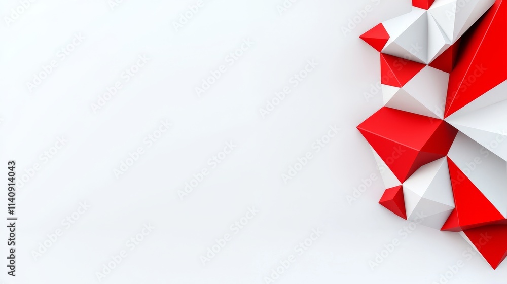 Poster overlapping transparent red and white geometric shapes add depth to a contemporary design, suitable 
