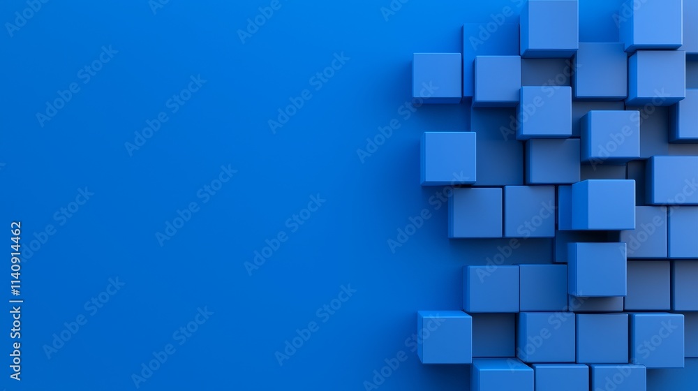 Poster a repeating pattern of blue geometric shapes with a 3d effect.
