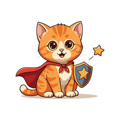 Cute Cat Cartoon Vector Icon Illustration. Animal Nature Icon Concept Isolated Flat Cartoon Style