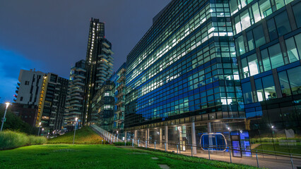 Milan Porta Nuova business district day to night timelapse