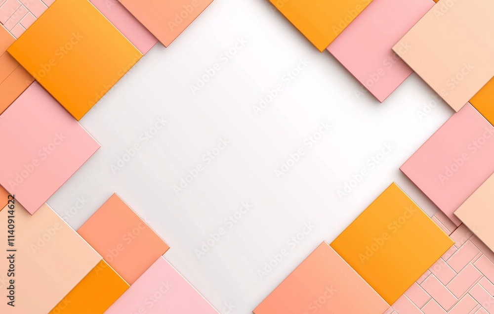 Poster a checkered-style abstract pattern featuring an autumn background in shades of orange, incorporating