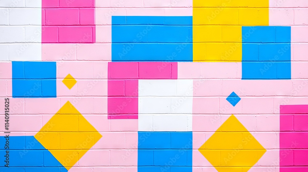 Aufkleber an intimate depiction of intersecting shapes with striking colors and crisp lines.
