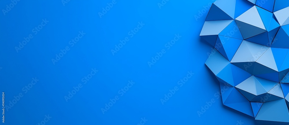 Poster a modern design with blue geometric shapes creating an abstract background.