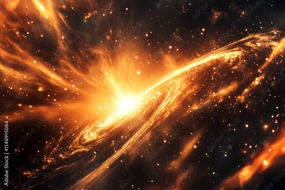 Fototapete an abstract representation of a cosmic explosion, vividly showcasing vibrant colors and dynamic shap