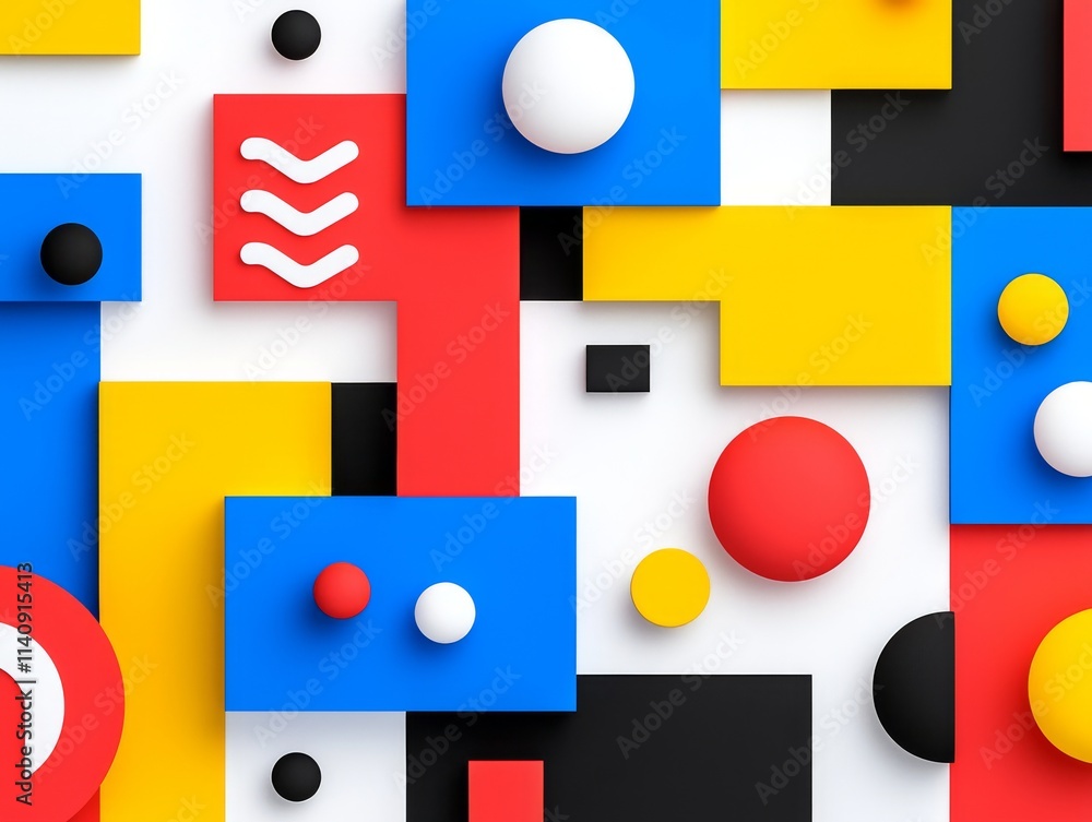 Poster an abstract geometric design with translucent shapes that overlap in bold hues. this vibrant, layere