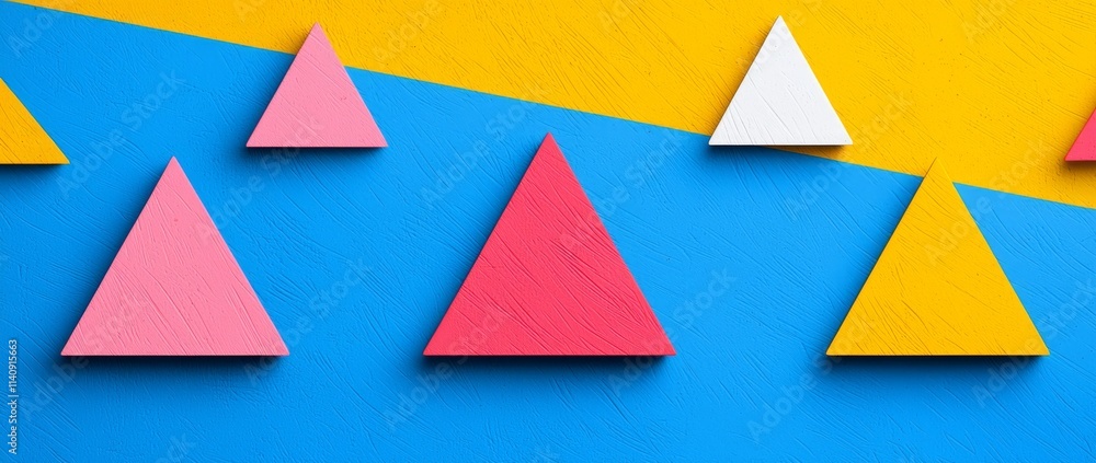 Poster an illustration showcasing triangles and angled shapes, a colorful abstract background with geometri
