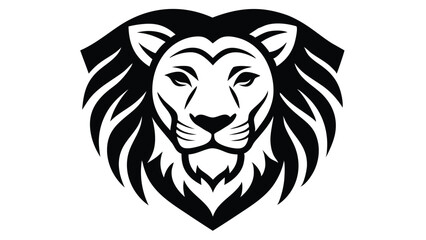 Lion Face line art Vector Illustration Black