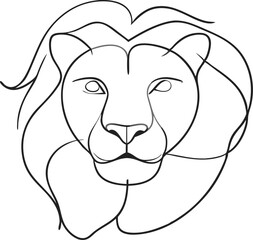 Lion Face line art Vector Illustration Black