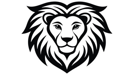 Lion Face line art Vector Illustration Black