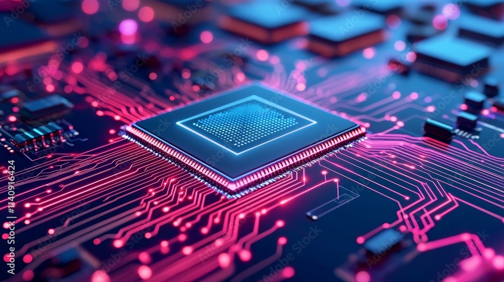 Aufkleber **abstract artwork featuring a circuit board with glowing lines, ideal for use in presentations and 
