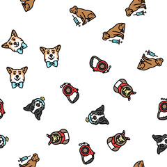 Obraz premium dog breeding genetics pedigree vector seamless pattern thin line illustration