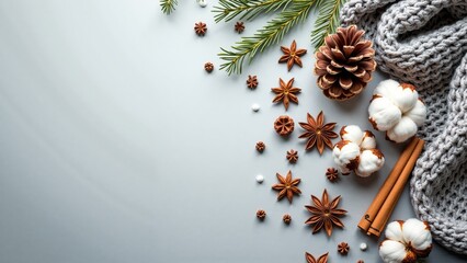 Festive winter decor with cozy textures and aromatic spices