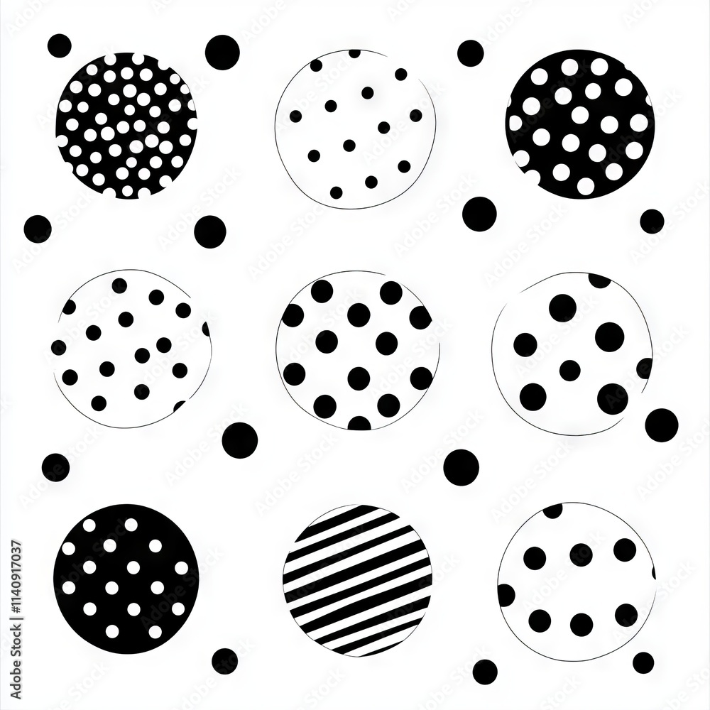 Aufkleber a seamless pattern featuring an abstract background with black and white circles.