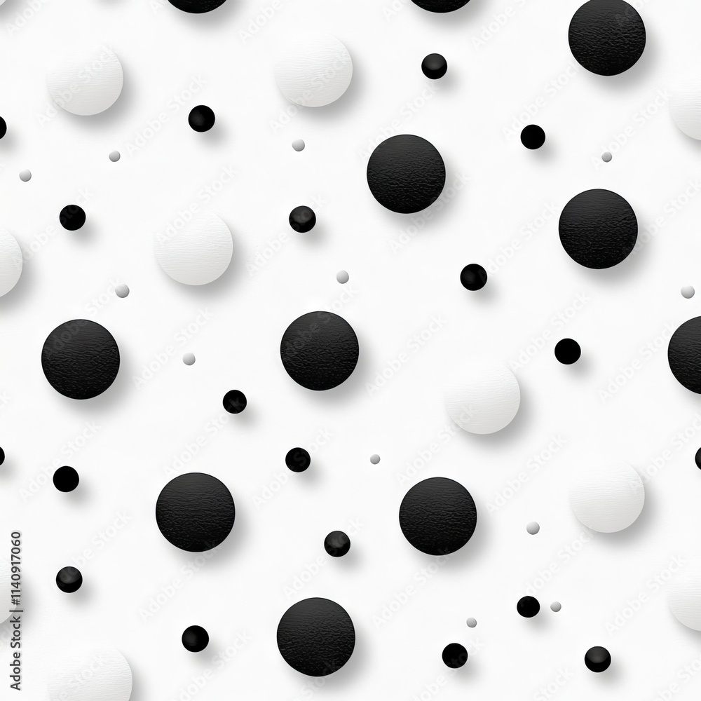 Poster an abstract design with a seamless pattern of black and white circles.