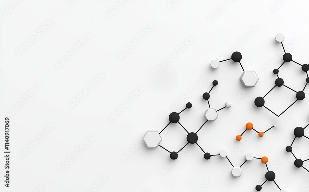 Poster a hexagonal backdrop featuring an illustration, showcasing a digital geometric abstraction with line