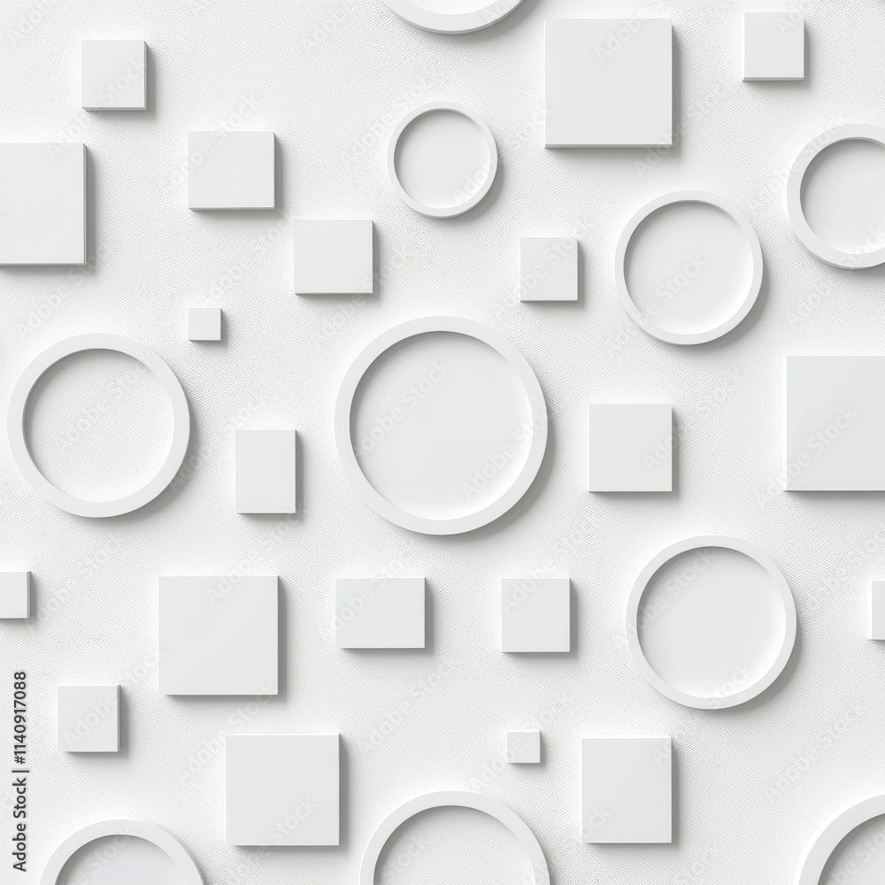 Poster a modern light gray backdrop with seamless patterns of circles and squares.