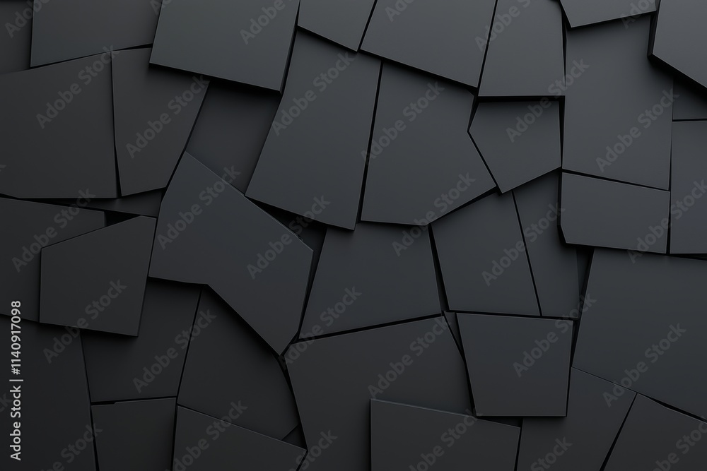 Poster an abstract pattern created from black paper against a dark backdrop.