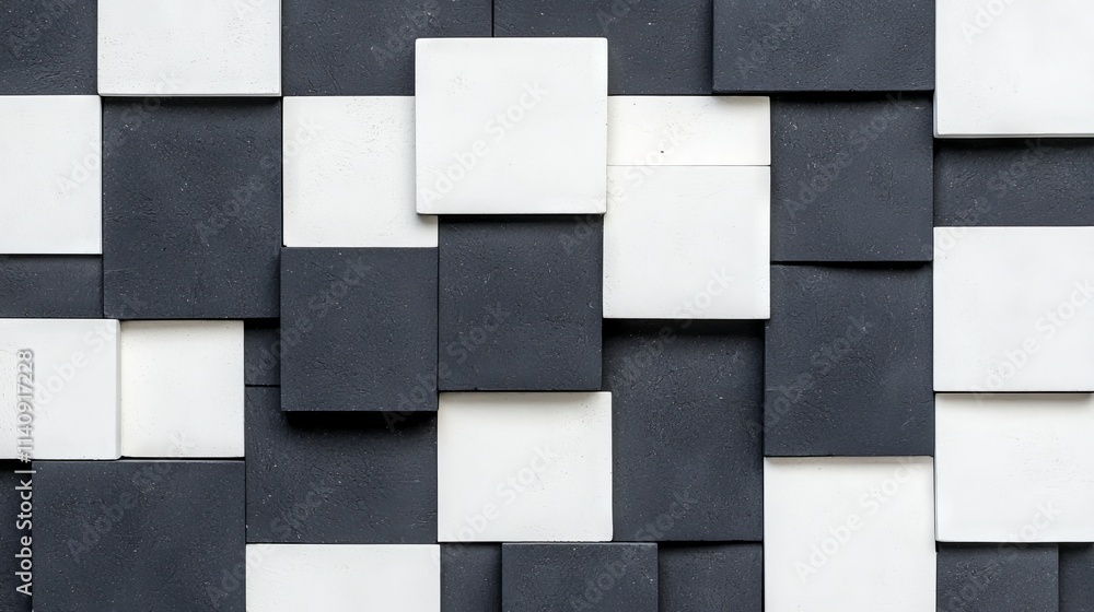 Poster an elegant black and white geometric design with striped and triangular patterns. contemporary moder