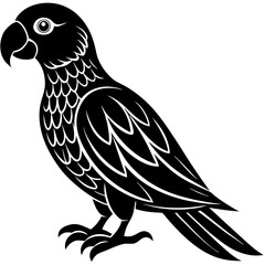 It's a cute Parot with a white background silhouette. illustration of a bird