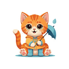 Cute Cat Cartoon Vector Icon Illustration. Animal Nature Icon Concept Isolated Flat Cartoon Style