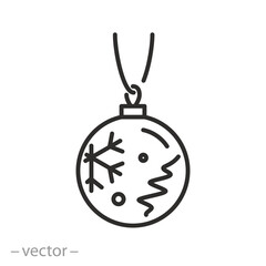 christmas ball icon, toy for the new year, holiday winter attribute, tree toy, thin line symbol on white background - vector illustration