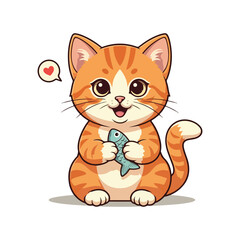 Cute Cat Cartoon Vector Icon Illustration. Animal Nature Icon Concept Isolated Flat Cartoon Style