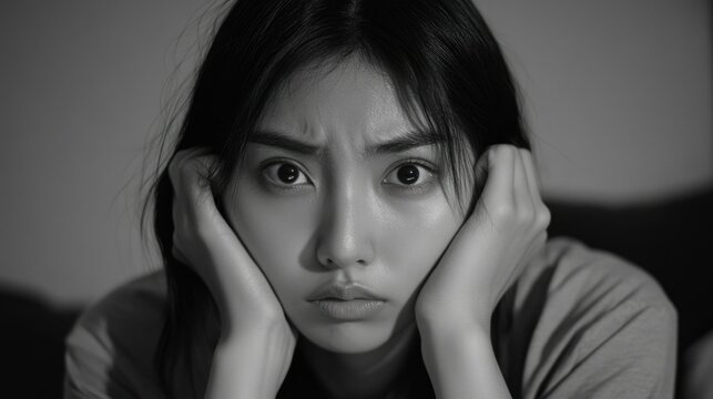 Contemplative Expression - Woman with Hand on Face