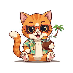 Cute Cat Cartoon Vector Icon Illustration. Animal Nature Icon Concept Isolated Flat Cartoon Style