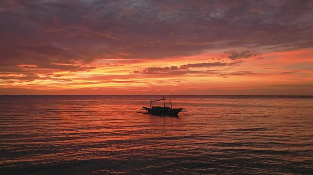 Generic Small Boat and the Ocean at Sunset