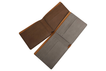 Colorful leather man wallet. isolated white background.