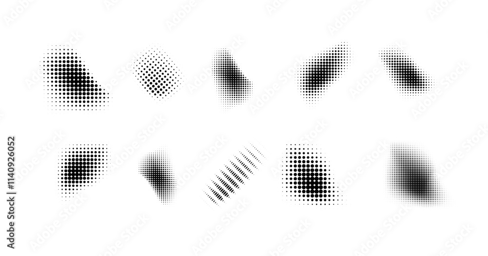 Wall mural dotted halftone waves. abstract shapes, wave effect dotted gradient. halftone graphic dots waves. wa