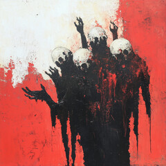 abstract painting with colorful background and dreamlike imagery