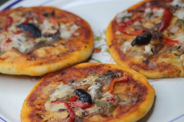 Mini Pizzas Close Up