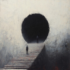 person walking on stairs