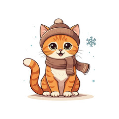 Cute Cat Cartoon Vector Icon Illustration. Animal Nature Icon Concept Isolated Flat Cartoon Style
