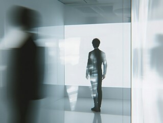 Man in Suit in Futuristic Space