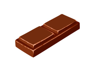 Chocolate bar piece isolated on white background. Vector cartoon flat illustration.