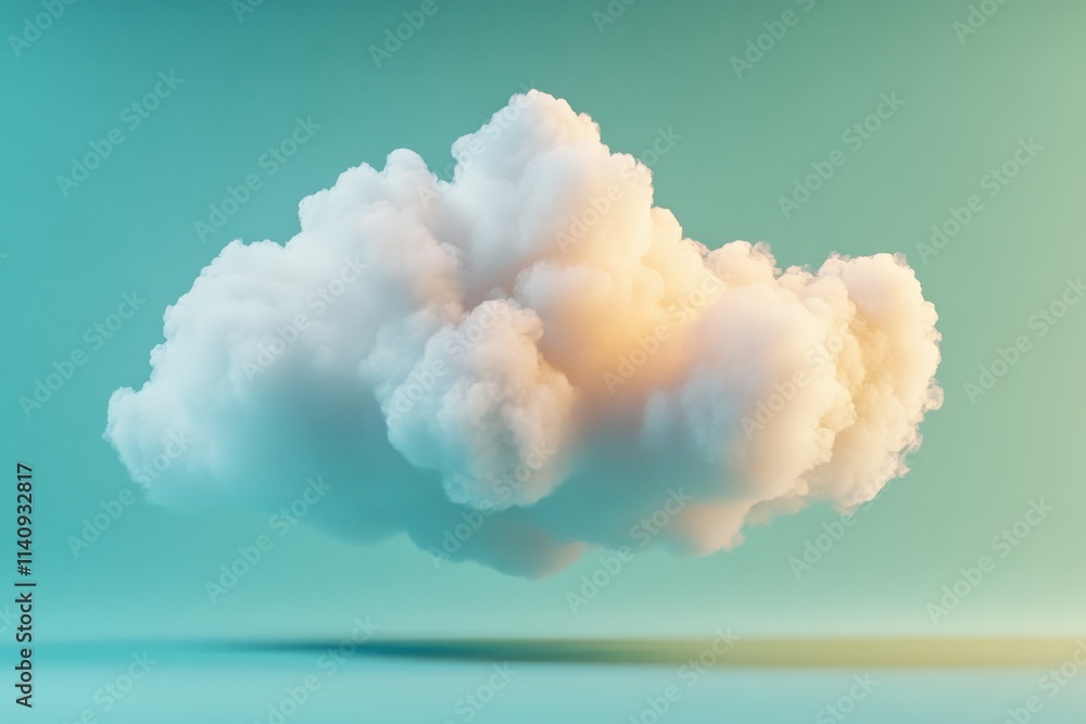 Leinwandbilder a beautifully rendered fluffy white cloud appears to float serenely against a tranquil turquoise bac