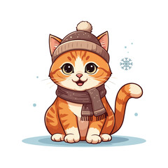 Cute Cat Cartoon Vector Icon Illustration. Animal Nature Icon Concept Isolated Flat Cartoon Style