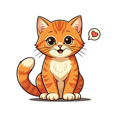 Cute Cat Cartoon Vector Icon Illustration. Animal Nature Icon Concept Isolated Flat Cartoon Style