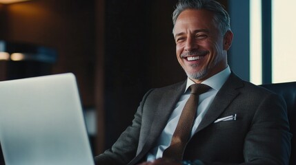 Successful Businessman Smiling in Office