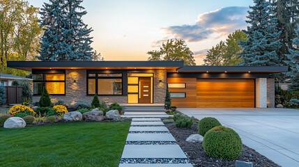 Modern homes with lush, elegant landscaping