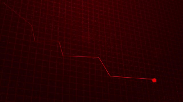 Red candles Stock Market Down, Display Stock market, arrow graph drop arrow down red background. Money losing. Stock crisis finance concept. Economic crisis Decreasing trend losses failure bankruptcy