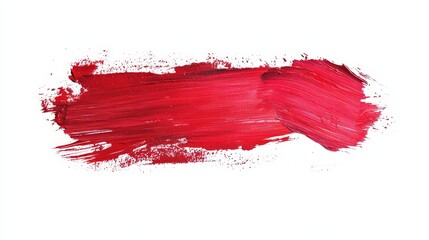 A red brush stroke on a white background
