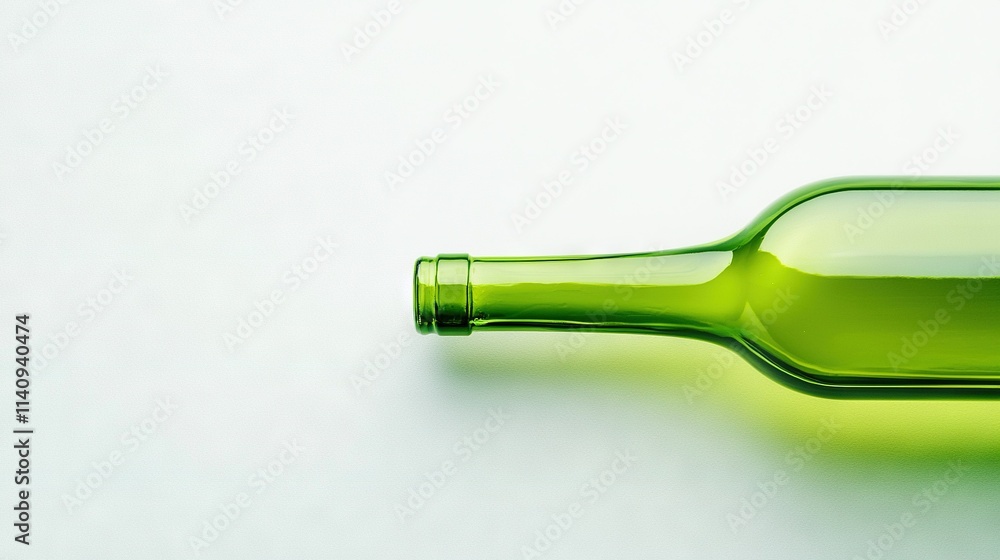 Poster a green bottle on a white background with a subtle reflection at the base