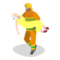 3D Isometric Flat  Set of Rescue Services. Item 3