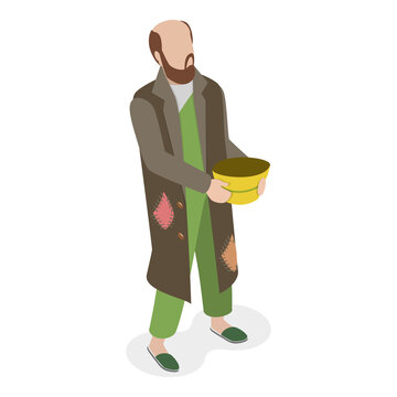 3D Isometric Flat  Set of Homeless People. Item 2